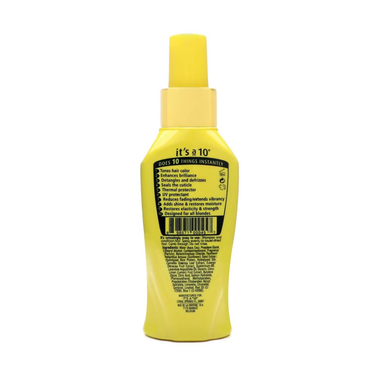 It's a 10 Haircare Miracle Leave-In for BLONDES (4 oz) Ten Benefits Conditioner | For Natural and Color Treated Blonde Hair | Powerful Violet Formula