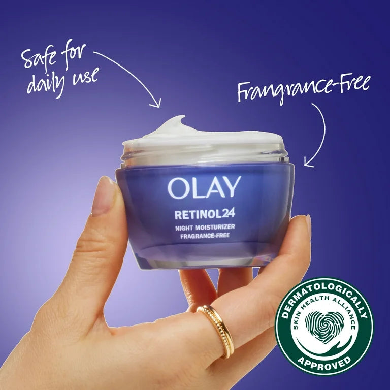 Olay Face Moisturizer Retinol 24 Night Cream, Regenerist, Fragrance Free Facial Moisturizer, 1.7 oz