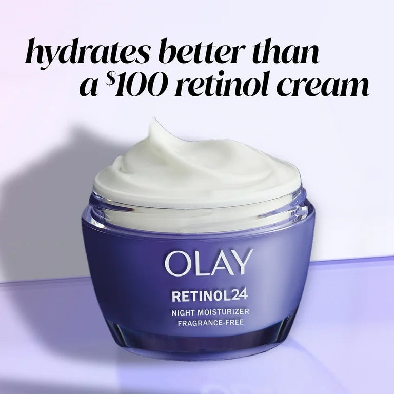 Olay Face Moisturizer Retinol 24 Night Cream, Regenerist, Fragrance Free Facial Moisturizer, 1.7 oz