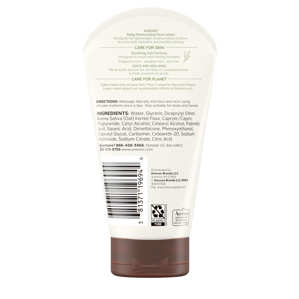 Aveeno Daily Moisturizing Prebiotic Oat Face Cream for Dry Skin - Fragrance Free - 5 oz