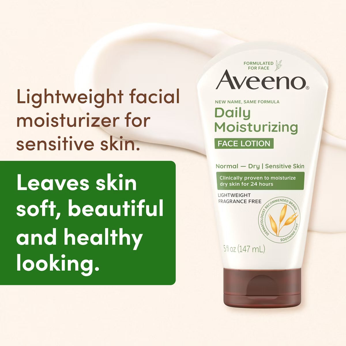 Aveeno Daily Moisturizing Prebiotic Oat Face Cream for Dry Skin - Fragrance Free - 5 oz