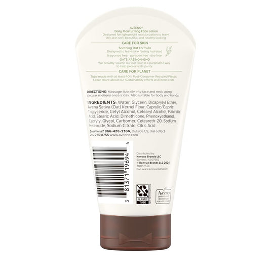 Aveeno Daily Moisturizing Prebiotic Oat Face Cream for Dry Skin - Fragrance Free - 5 oz